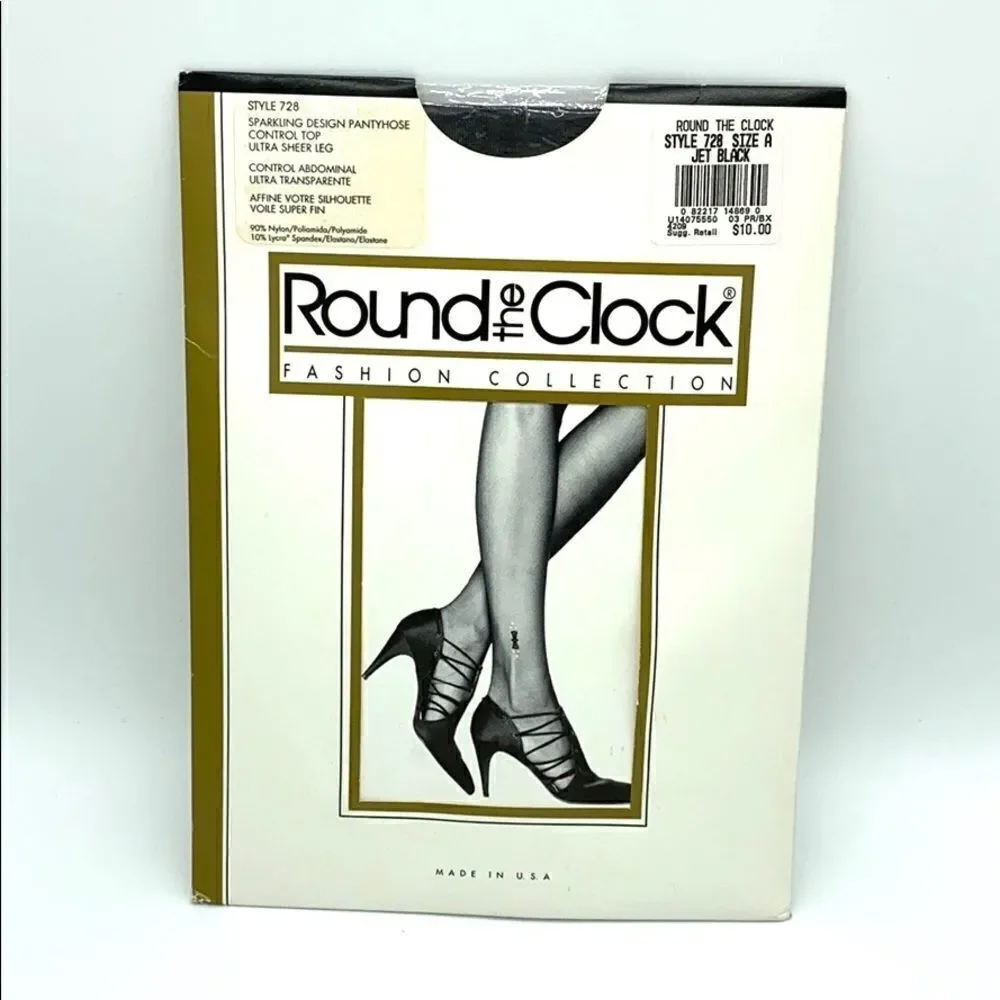 Round The Clock Pantyhose With Diamonds Applique